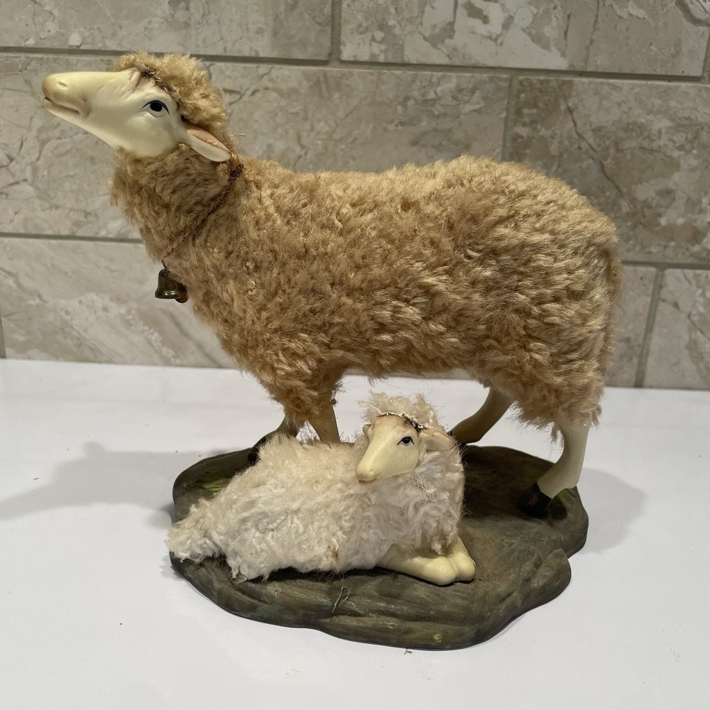 2005 Member's Mark Nativity Sheep Lamb Pair Porcelain Fabric Replacement